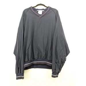 Pro Celebrity Navy Blue‎ V-Neck Nylon Pullover Windbreaker Jacket Mens XXL